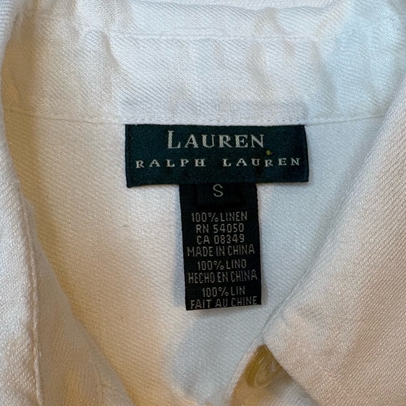 Ralph Lauren 100% Linen Creamy White Button Down Shirt Size S - Picture 10 of 11